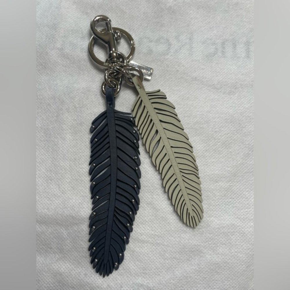 Coach Studded Leather Feather Charm